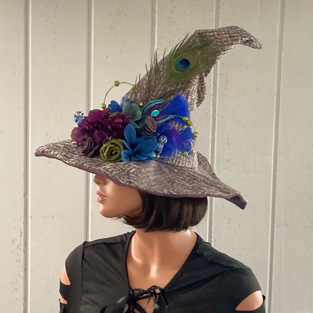 Custom Peacock Witch Hat Halloween Costume